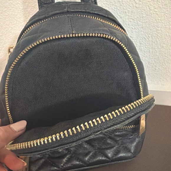 Michael Kors Black Quilted Leather Mini Backpack Gold Hardware - Picture 3 of 9